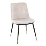 Wanda Beige Velvet Black Gold Contemporary Accent Chairs (Set of 2)