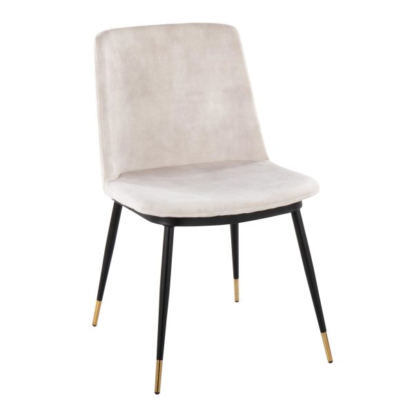 Wanda Beige Velvet Black Gold Contemporary Accent Chairs Set of 2 4