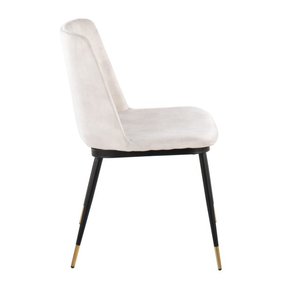 Wanda Beige Velvet Black Gold Contemporary Accent Chairs Set of 2 5