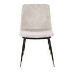 Wanda Beige Velvet Black Gold Contemporary Accent Chairs (Set of 2)