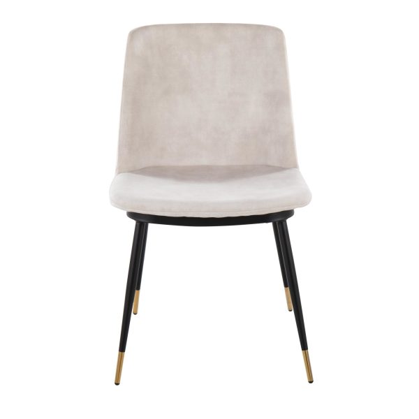 Wanda Beige Velvet Black Gold Contemporary Accent Chairs Set of 2 8