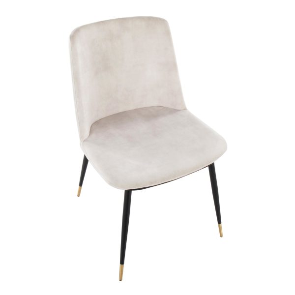 Wanda Beige Velvet Black Gold Contemporary Accent Chairs Set of 2 9