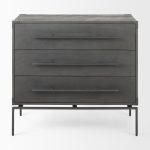 Ward 34L x 18W Brown Wood and Iron 3 Drawer Accent Cabinet