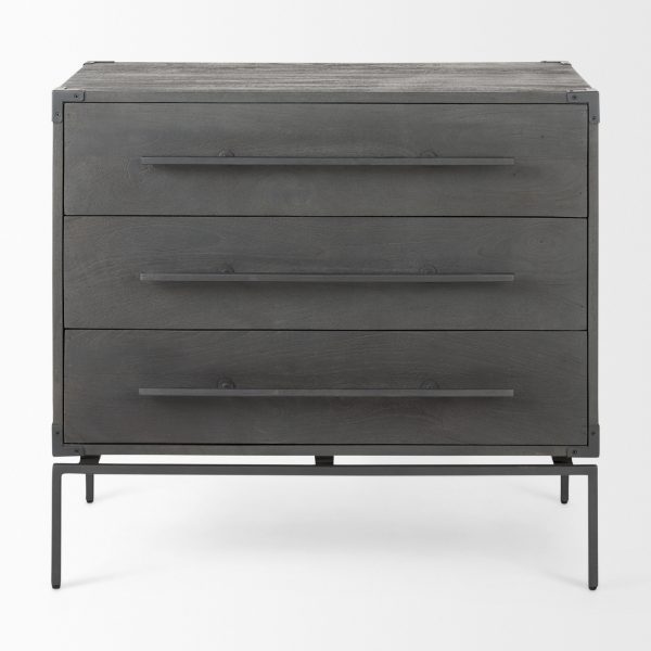 Ward 34L x 18W Brown Wood and Iron 3 Drawer Accent Cabinet 4