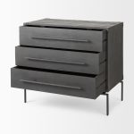 Ward 34L x 18W Brown Wood and Iron 3 Drawer Accent Cabinet