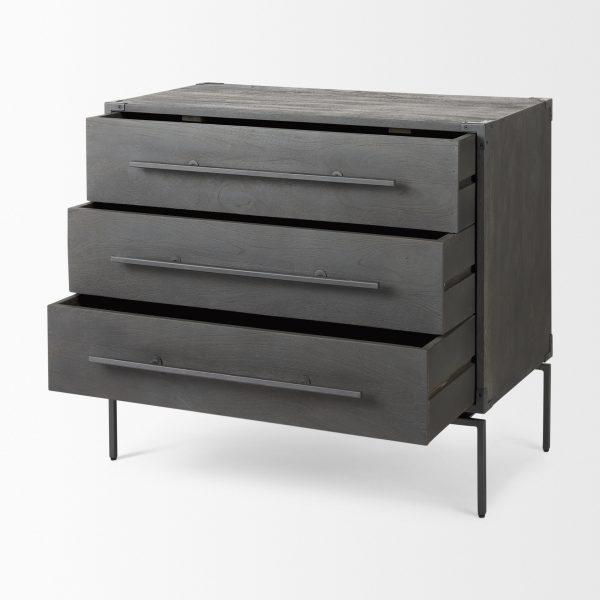 Ward 34L x 18W Brown Wood and Iron 3 Drawer Accent Cabinet 7