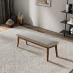 Gray Fabric Upholstered Mid-Century Modern Bench with Tufted Design 10 Gray Fabric Upholstered Mid-Century Modern Bench with Tufted Design