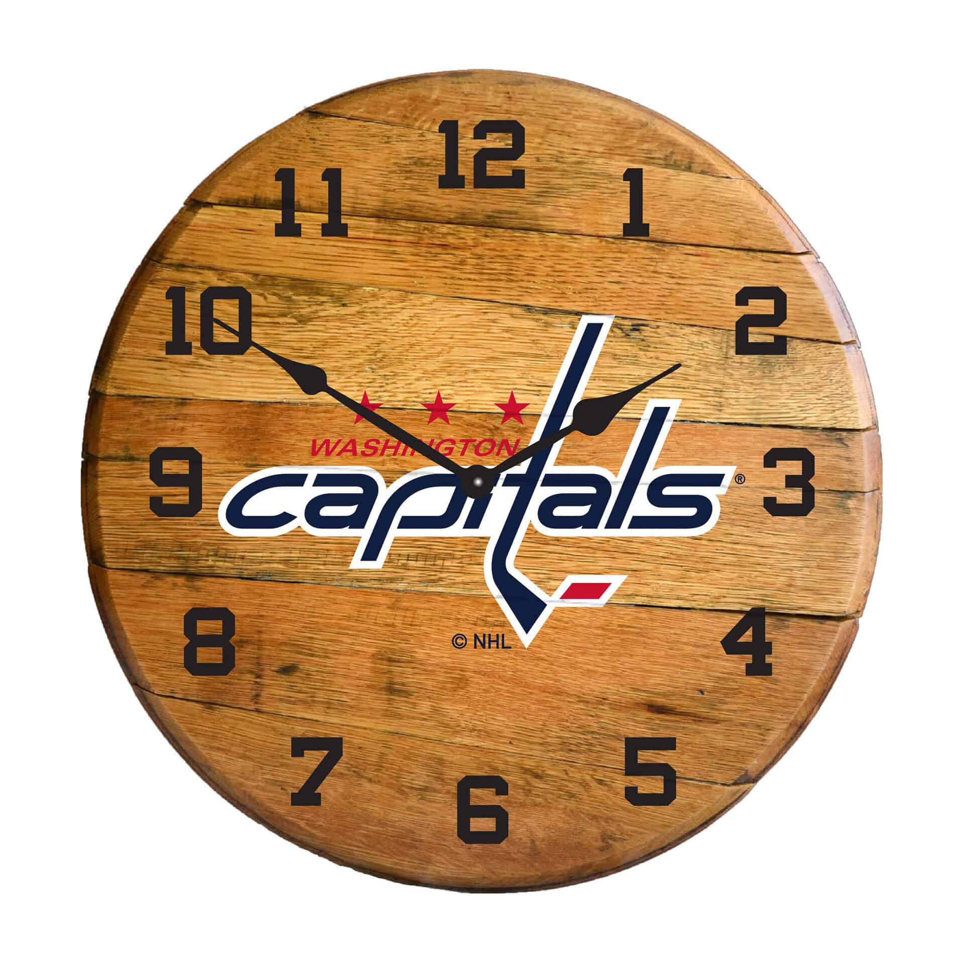 Washington Capitals Oak Barrel Clock 2 Washington Capitals Oak Barrel Clock - Image 2