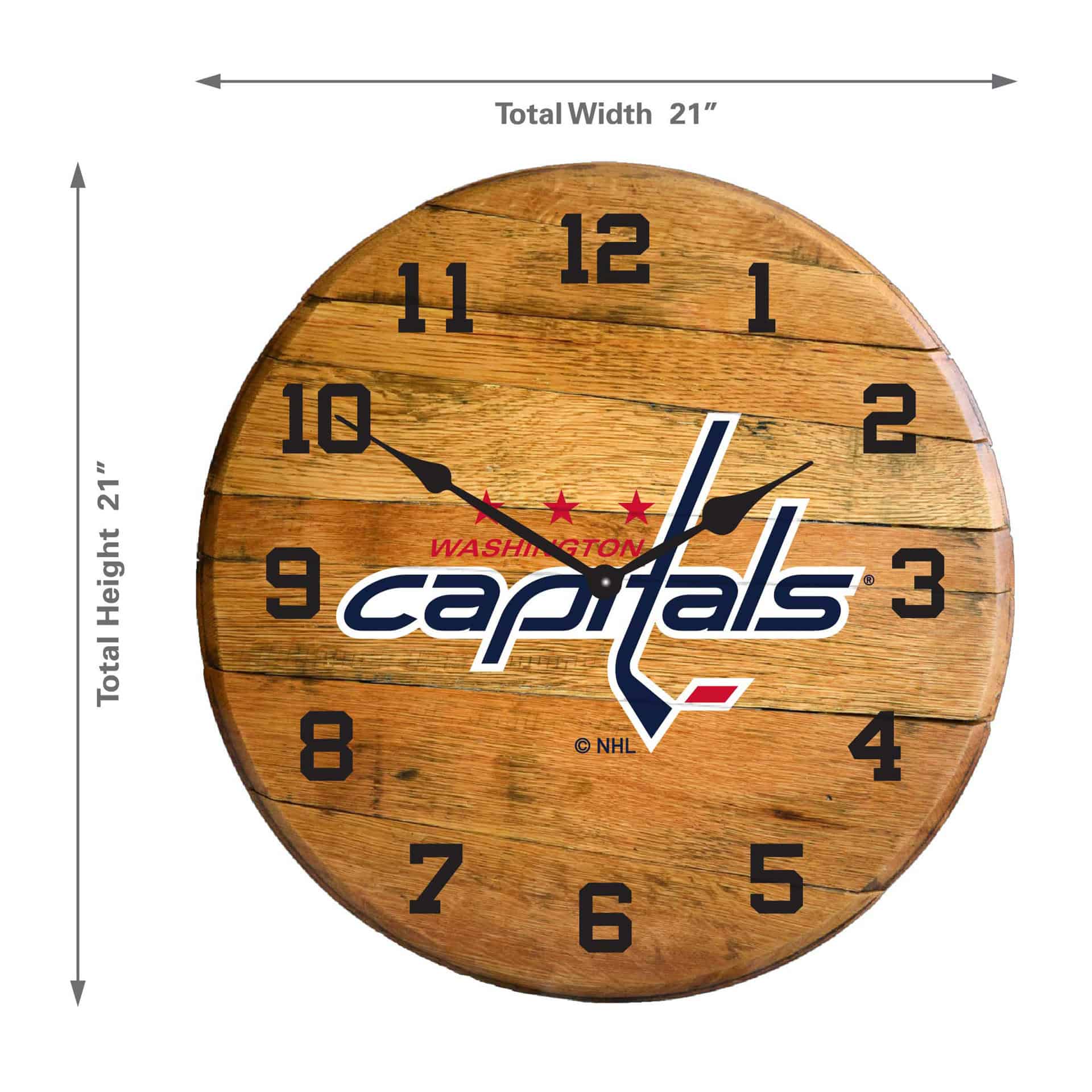 Washington Capitals Oak Barrel Clock 1 Washington Capitals Oak Barrel Clock