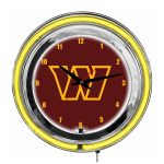 Washington Commanders 14" Neon Clock Team Colors for Fan Room