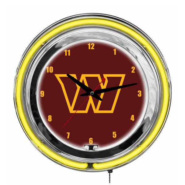 Washington Commanders 14 Neon Clock Team Colors for Fan Room