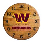 Washington Commanders Oak Barrel Clock Officially Licensed NFL Made in USA