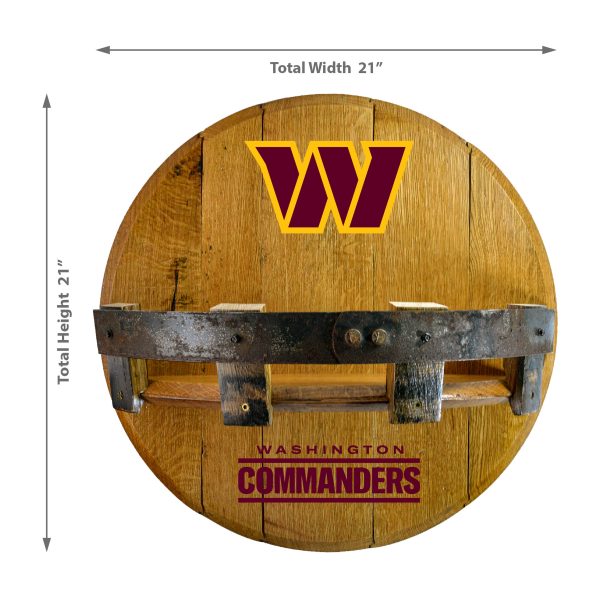 Washington Commanders Oak Whiskey Barrel Bar Shelf Made in USA 1