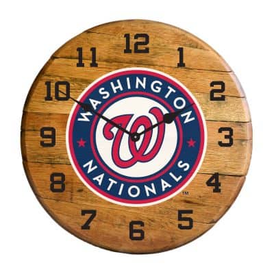 Washington Nationals Oak Barrel Clock MLB Licensed