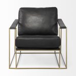 Watson Black Leather Wrap Gold Metal Frame Accent Chair