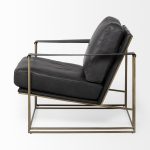 Watson Black Leather Wrap Gold Metal Frame Accent Chair