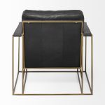 Watson Black Leather Wrap Gold Metal Frame Accent Chair