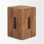 Waylen Natural Wood Block Accent Stool