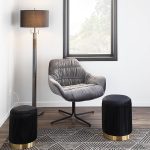 Wayne Contemporary Swivel Lounge Chair Black Metal Grey Velvet 13 Wayne Contemporary Swivel Lounge Chair Black Metal Grey Velvet