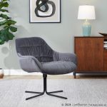 Wayne Contemporary Swivel Lounge Chair Black Metal Grey Velvet 15 Wayne Contemporary Swivel Lounge Chair Black Metal Grey Velvet