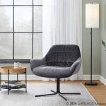 Wayne Contemporary Swivel Lounge Chair Black Metal Grey Velvet 16 Wayne Contemporary Swivel Lounge Chair Black Metal Grey Velvet