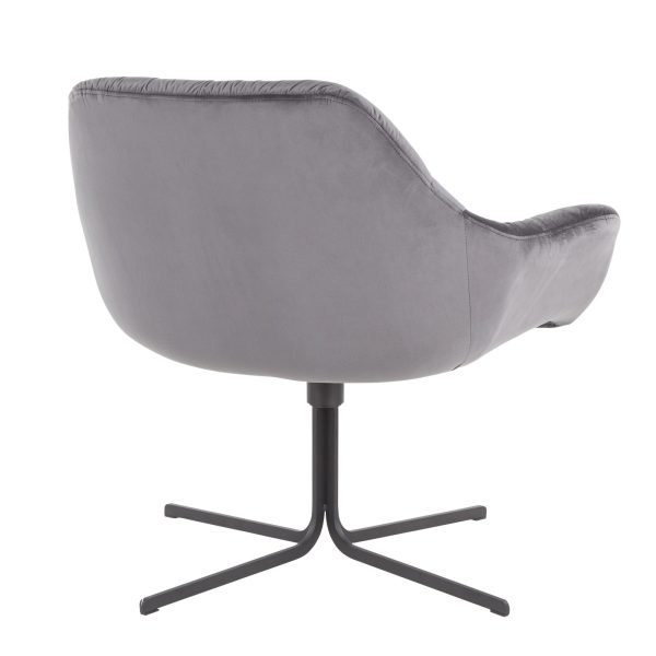 Wayne Contemporary Swivel Lounge Chair Black Metal Grey Velvet 6