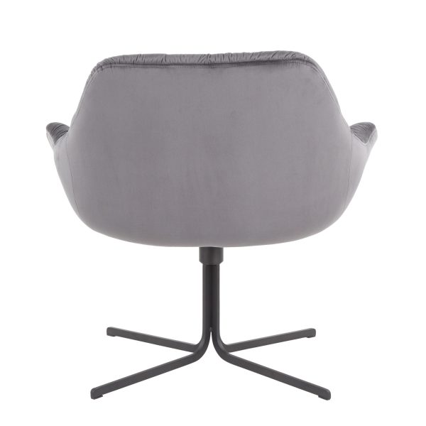 Wayne Contemporary Swivel Lounge Chair Black Metal Grey Velvet 7