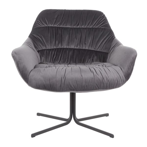 Wayne Contemporary Swivel Lounge Chair Black Metal Grey Velvet 8