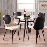 Wayne Industrial Cream Fabric Black Faux Leather Chairs (Set of 2) 12 Wayne Industrial Cream Fabric Black Faux Leather Chairs (Set of 2)