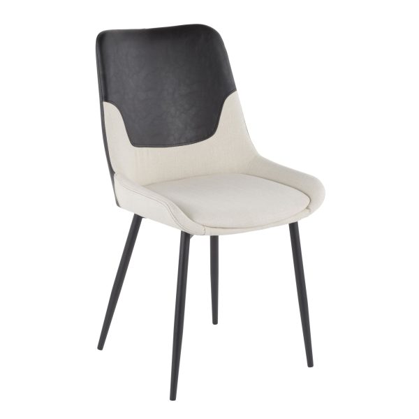 Wayne Industrial Cream Fabric Black Faux Leather Chairs Set of 2 3