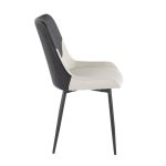 Wayne Industrial Cream Fabric Black Faux Leather Chairs (Set of 2) 16 Wayne Industrial Cream Fabric Black Faux Leather Chairs (Set of 2)