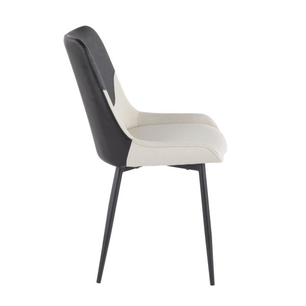 Wayne Industrial Cream Fabric Black Faux Leather Chairs Set of 2 4