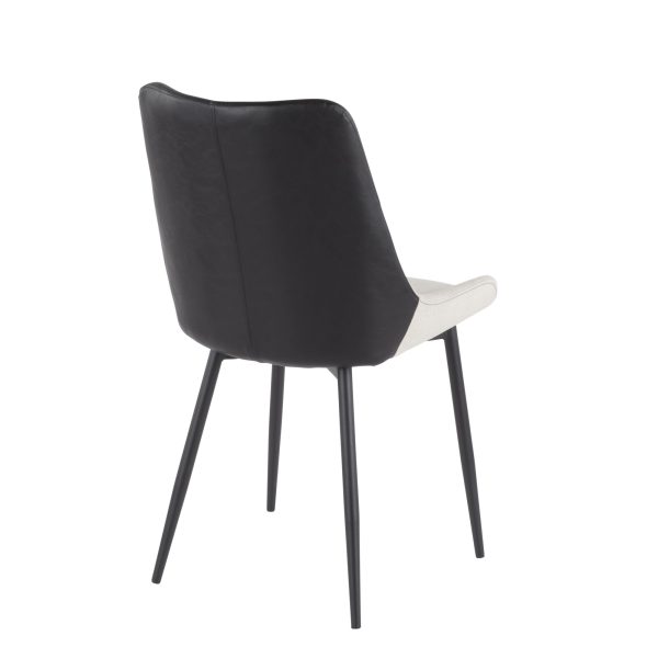 Wayne Industrial Cream Fabric Black Faux Leather Chairs Set of 2 5