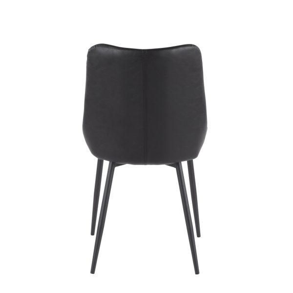 Wayne Industrial Cream Fabric Black Faux Leather Chairs Set of 2 6