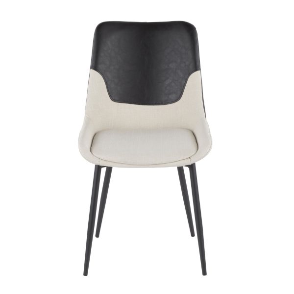 Wayne Industrial Cream Fabric Black Faux Leather Chairs Set of 2 7