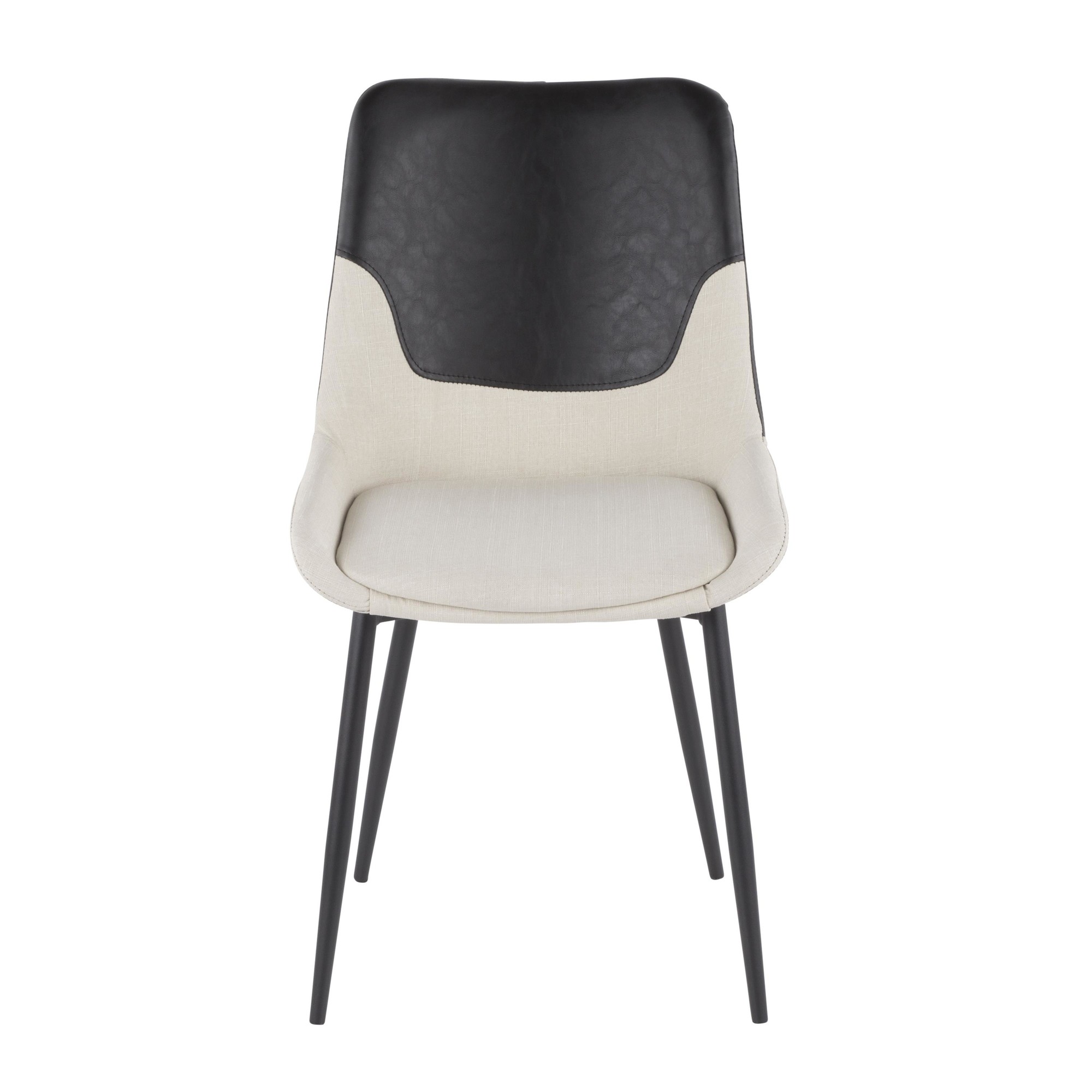 Wayne Industrial Cream Fabric Black Faux Leather Chairs (Set of 2) 8 Wayne Industrial Cream Fabric Black Faux Leather Chairs (Set of 2) - Image 8