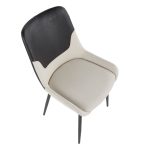 Wayne Industrial Cream Fabric Black Faux Leather Chairs (Set of 2) 20 Wayne Industrial Cream Fabric Black Faux Leather Chairs (Set of 2)