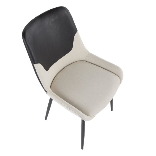 Wayne Industrial Cream Fabric Black Faux Leather Chairs Set of 2 8