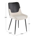 Wayne Industrial Cream Fabric Black Faux Leather Chairs (Set of 2) 21 Wayne Industrial Cream Fabric Black Faux Leather Chairs (Set of 2)