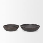 Wendell Dark Brown Wood w/ Wood Beads Round Bowls