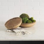 Wendell Light Brown Wood w/ Wood Bead Round Bowls