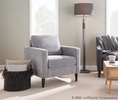 Wendy Contemporary Accent Chair Black Wood Grey Fabric