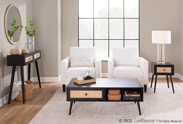 Wendy Contemporary Cream Fabric Armchair with Black Wood Legs 4
