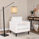 Wendy Contemporary Cream Fabric Armchair with Black Wood Legs