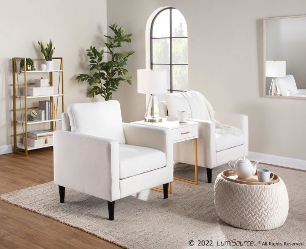 Wendy Contemporary Cream Fabric Armchair with Black Wood Legs