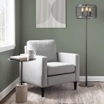 Wendy Contemporary Grey Fabric Armchair Black Wood Legs