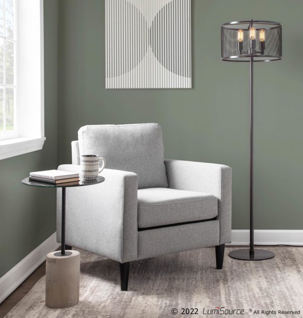 Wendy Contemporary Grey Fabric Armchair Black Wood Legs 1