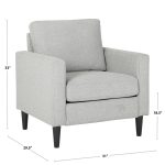 Wendy Contemporary Grey Fabric Armchair Black Wood Legs