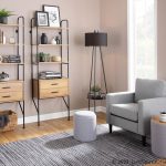 Wendy Contemporary Grey Fabric Armchair Black Wood Legs