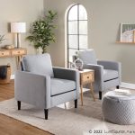 Wendy Contemporary Grey Fabric Armchair Black Wood Legs